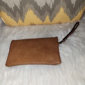 Chic Tan Leather Wristlet
